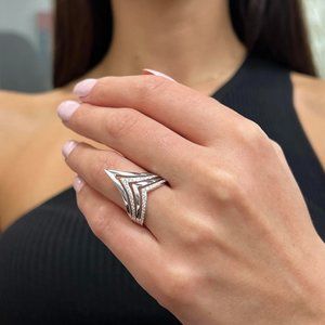 Messika 0.40Cttw Queen V Semi Pavee Diamond Ring 18K White Gold Size 52 US 6